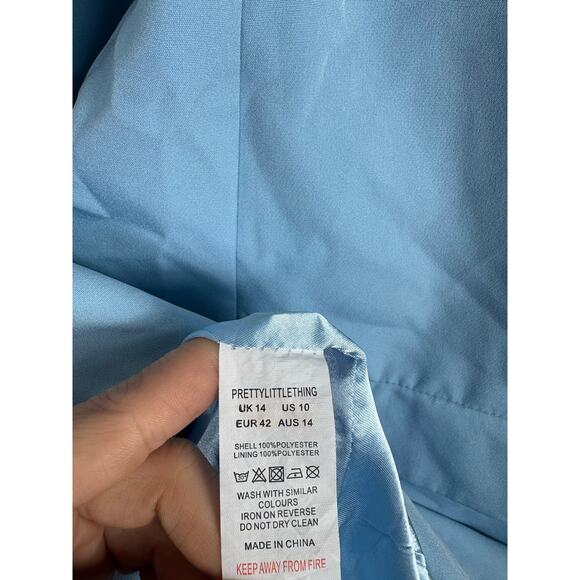 PrettyLittleThing Double Breasted Asymmetric Blazer Dress Size 10 Baby Blue - Picture 6 of 14